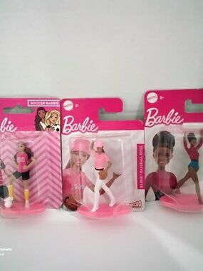 Mini 3" Barbie Career Figurine Dolls by Matel Gymnast, Baseball & Soccer Barbies
